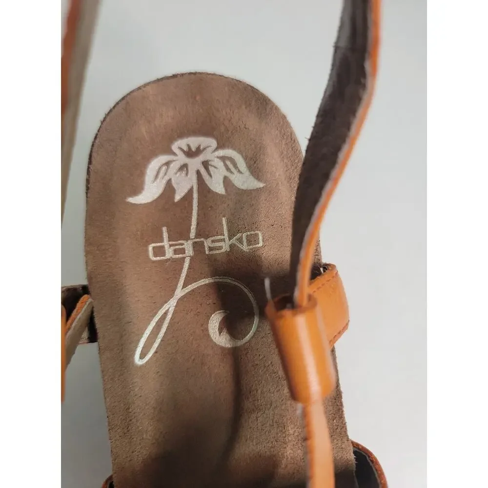 Dansko SZ 40 9.5-10 Frida Wedge Sandal Comfort Orange Strappy Festival